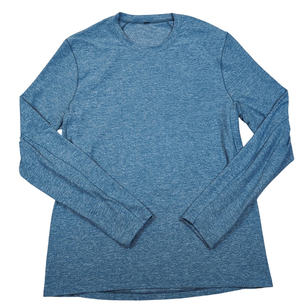 Lululemon Surge Warm Long Sleeve Men Large‎ Blue Heathered Performance Top